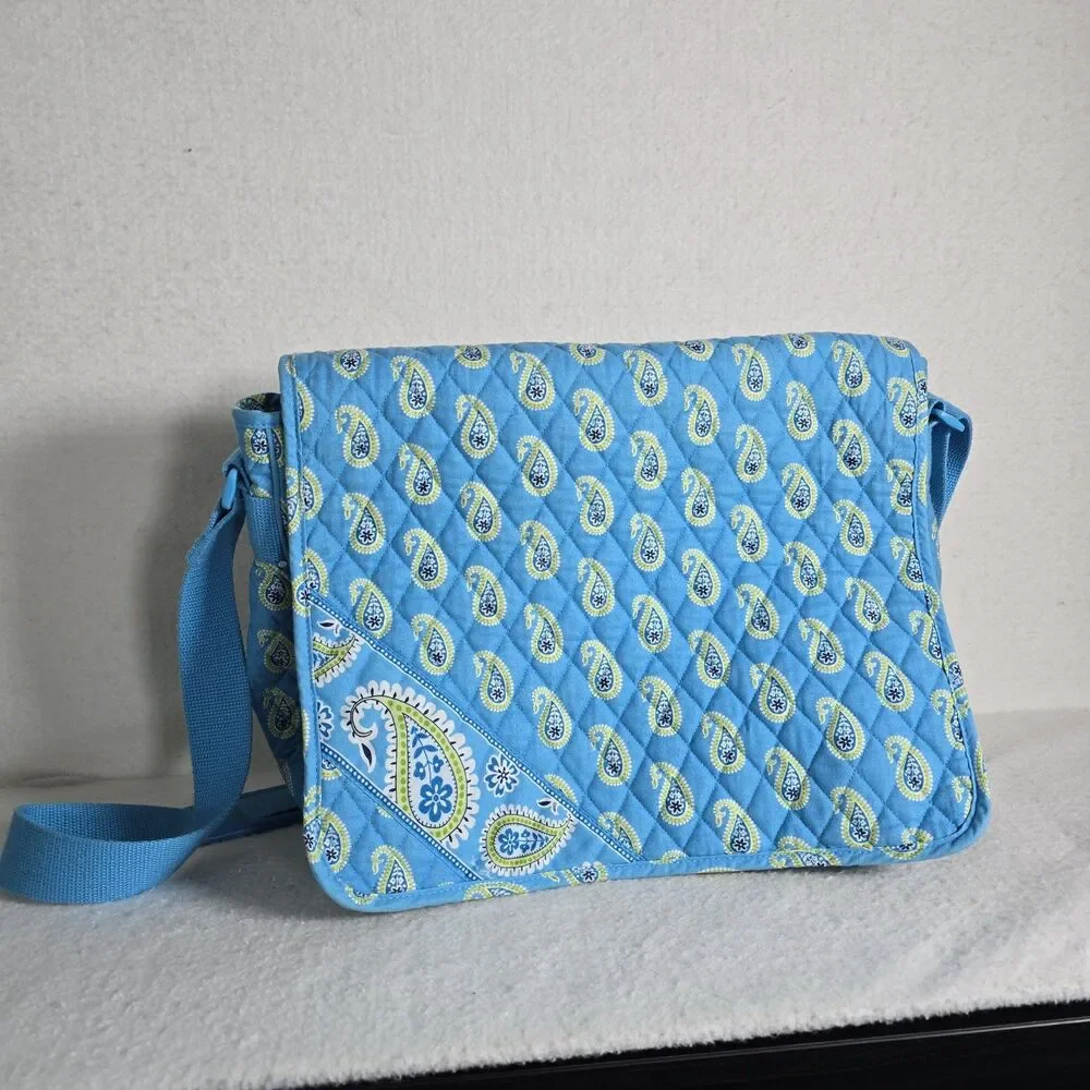 Vera Bradley Messenger Bag Bermuda Blue Shoulder Tote Hand Bag